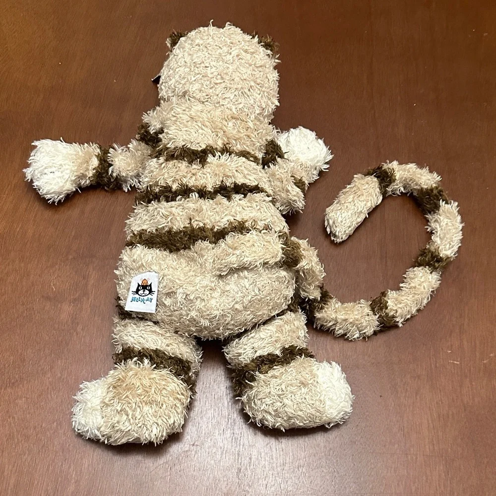 NEW Jellycat Medium Bunglie Kitten Cat Plush Cream & Brown Stripe - Picture 7 of 10